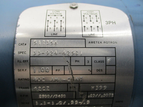 AMETEK DR303AE72M 038842 200-240/380-415V 1.63/0.83A NSNP