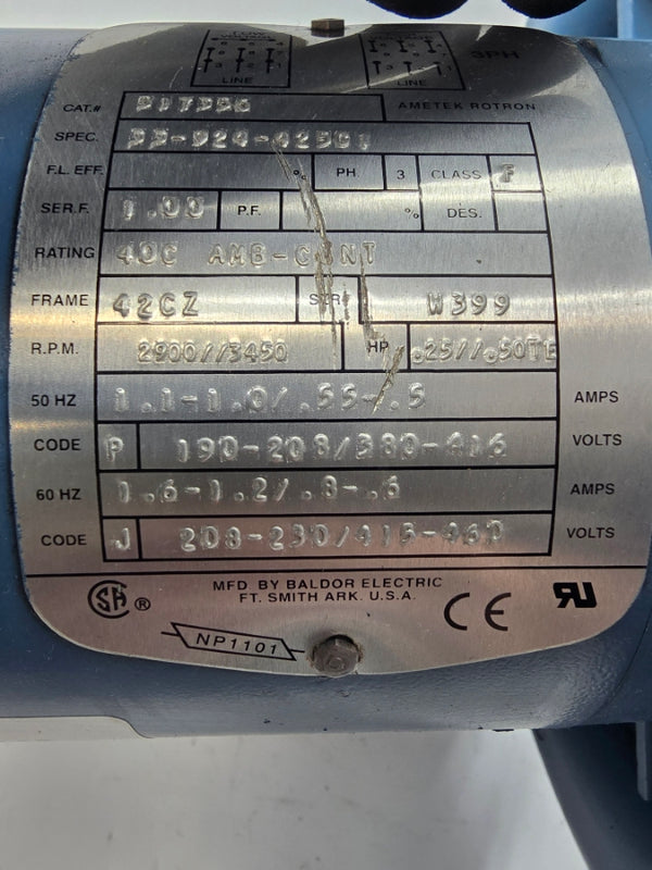 AMETEK DR303AE72M 038842 200-240/380-415V 1.63/0.83A NSNP