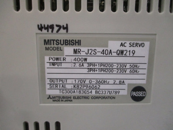 MITSUBISHI MR-J2S-40A-QW219 200-230VAC 2.6A UNMP