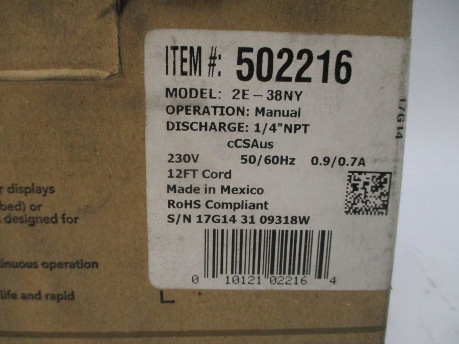 LITTLE GIANT 502216 230V 0.9/0.7A 1/4" NSMP