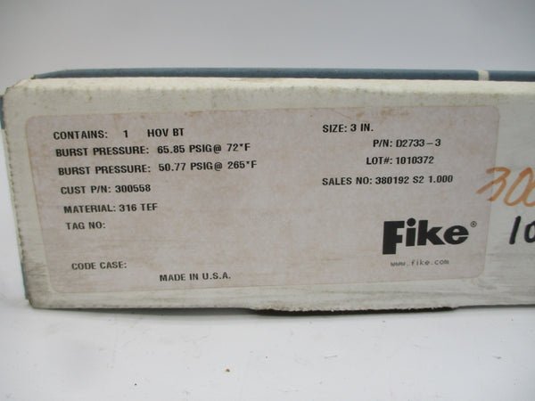 FIKE HOVBT D2733-3 65.85/50.77PSI 72/265'F 3" NSMP