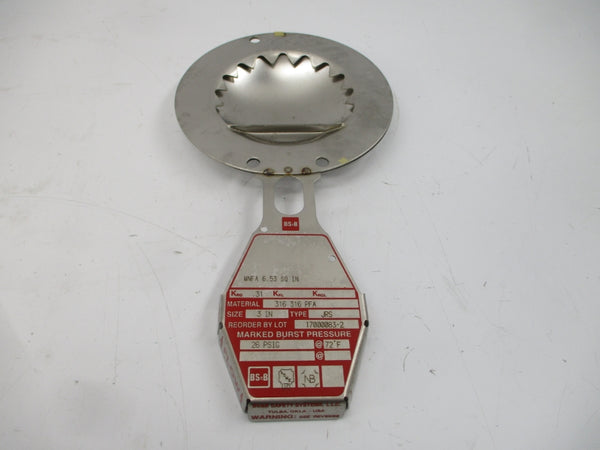 BS&B SAFETY SYSTEMS JRS MNFA6.53SQIN 26PSI 72'F 3" NSMP