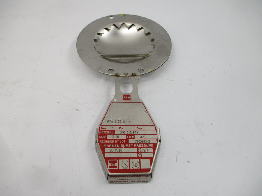 BS&B SAFETY SYSTEMS JRS MNFA6.53SQIN 26PSI 72'F 3" NSMP