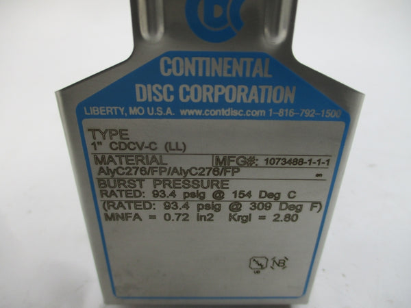 CONTINENTAL DISC CDCV-C(LL) 1073488-1-1-1 93.4PSI 309'F 1" NSMP