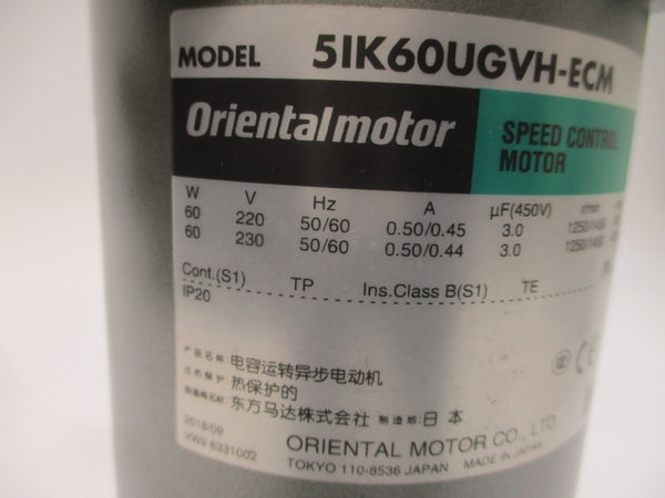 ORIENTAL MOTOR 5IK60UGVH-ECM 220/230V 0.50/0.45-0.44A NSNP