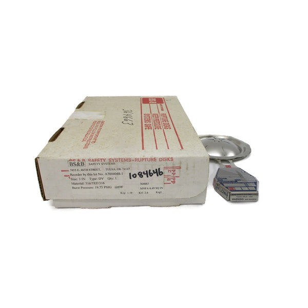 BS&B SAFETY SYSTEMS DV 364663 19.75PSI 69'F 3" NSMP