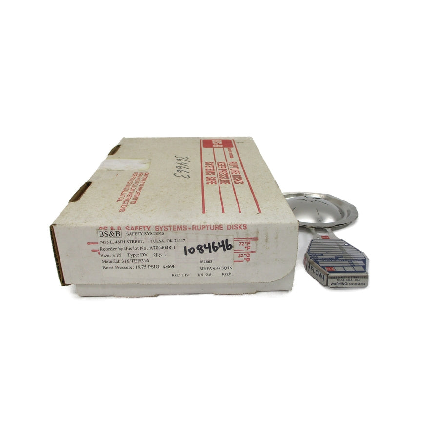 BS&B SAFETY SYSTEMS DV 364663 19.75PSI 69'F 3" NSMP