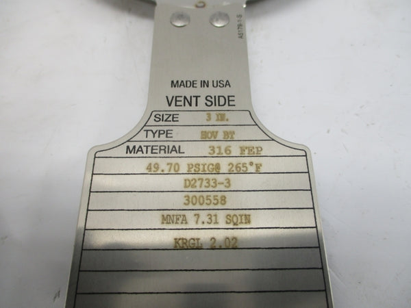 FIKE 300558 D2733-3 49.70PSI 265'F 3" NSMP