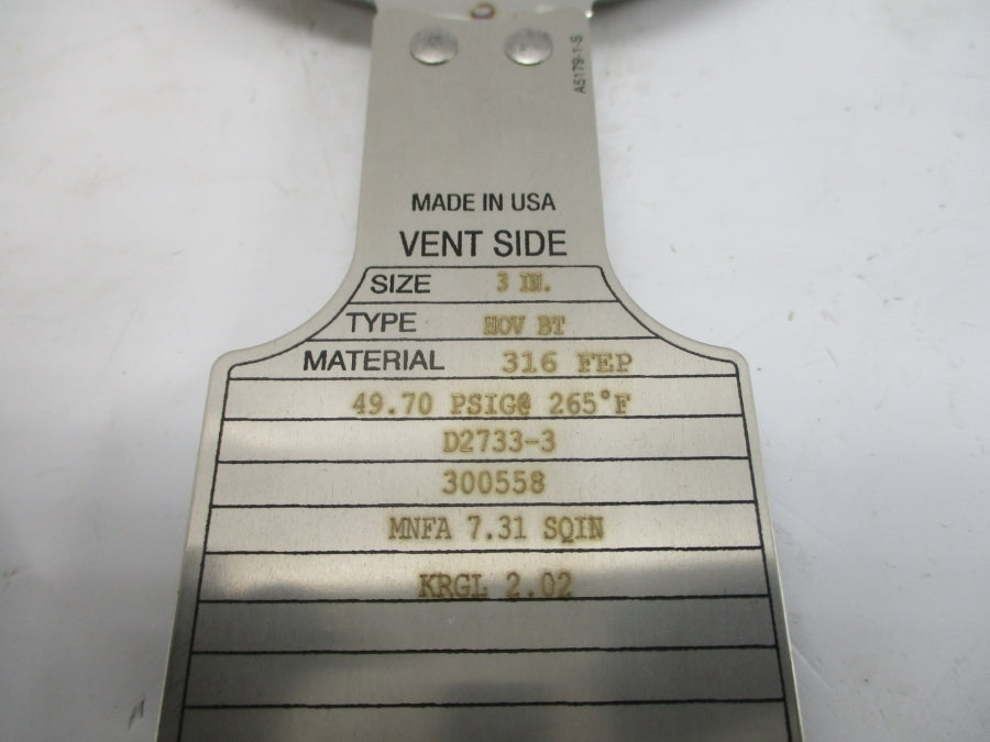 FIKE 300558 D2733-3 49.70PSI 265'F 3" NSMP