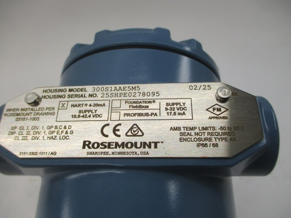 ROSEMOUNT 3051S2CD2A2F12A1AB3E5M5 10.5-42.4VDC 3626PSI NSMP
