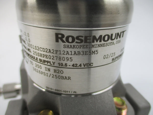 ROSEMOUNT 3051S2CD2A2F12A1AB3E5M5 10.5-42.4VDC 3626PSI NSMP