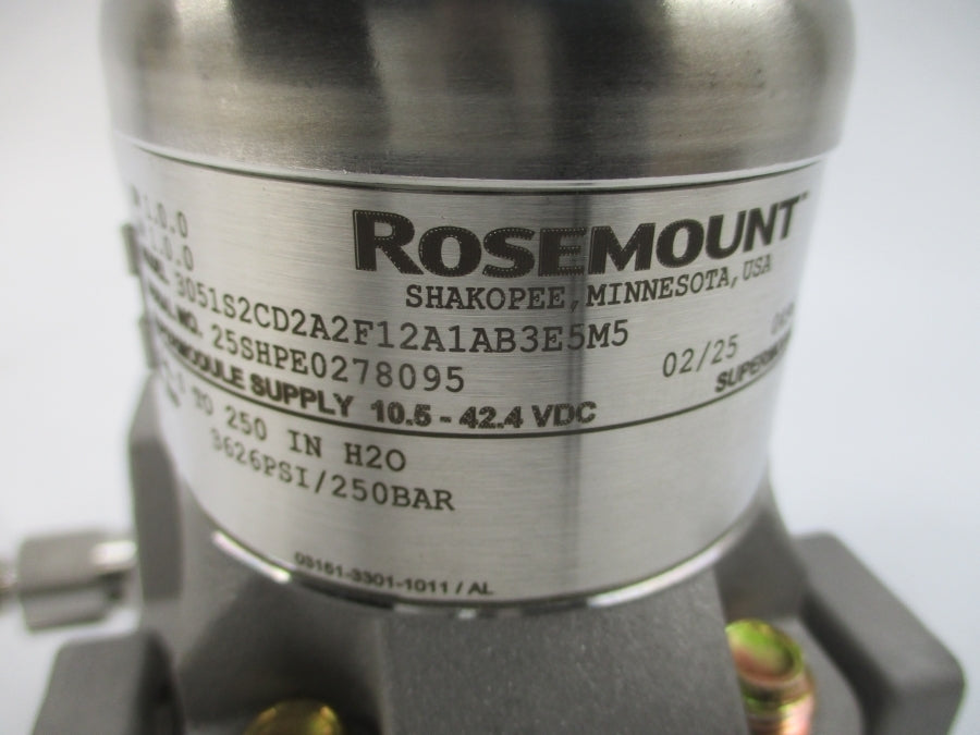 ROSEMOUNT 3051S2CD2A2F12A1AB3E5M5 10.5-42.4VDC 3626PSI NSMP