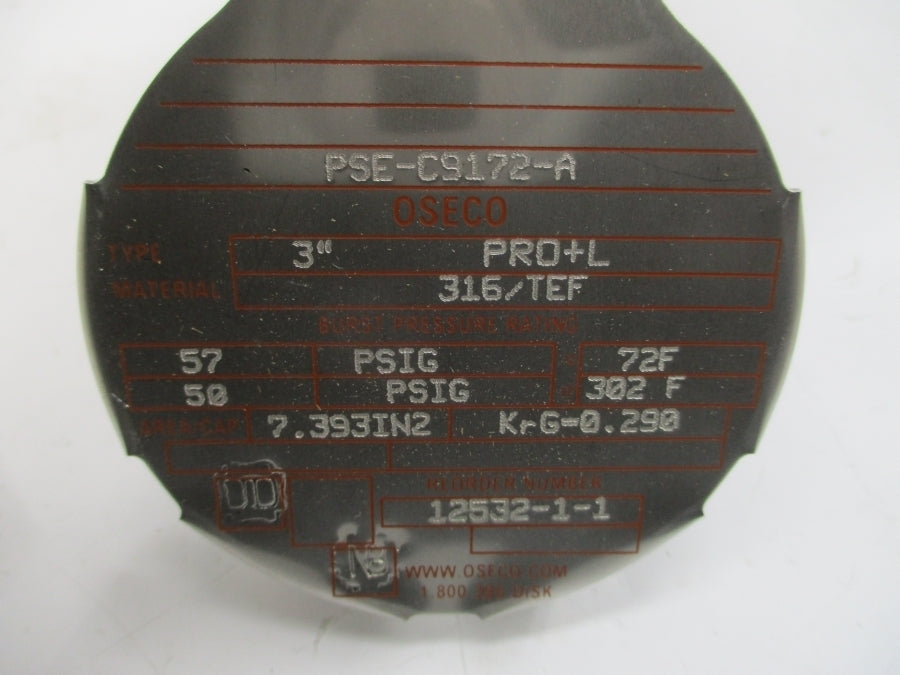 OSECO PRO+L PSE-C9172-A 57/50PSI 72/302'F 3.00" NSMP