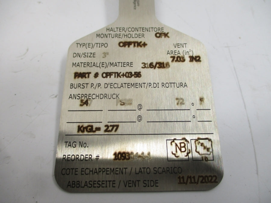OSECOELFAB OPFTK+03-56 547PSI 72'F 3" NSMP