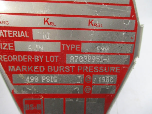 BS&B SAFETY SYSTEMS S90 300508 490PSI 190'C 6" NSMP