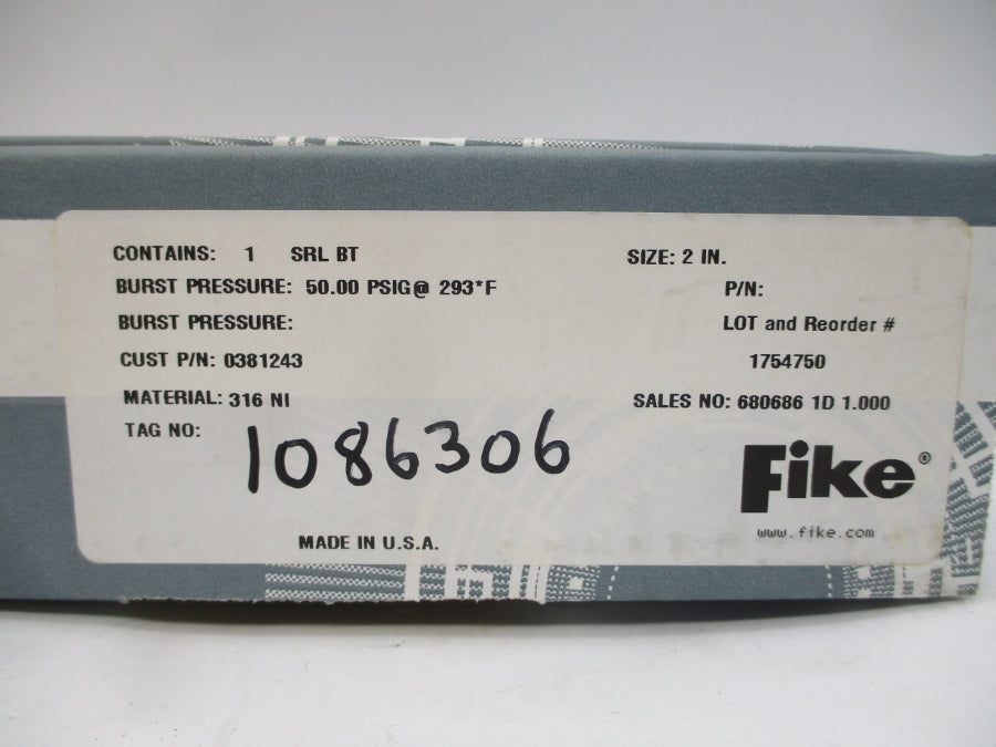 FIKE SRLBT 0381243 50.00PSI 293'F 2" NSMP