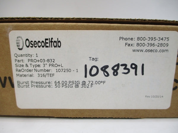 OSECOELFAB PRO+03-832 64.00/50PSI 72.00/302'F 3" NSMP