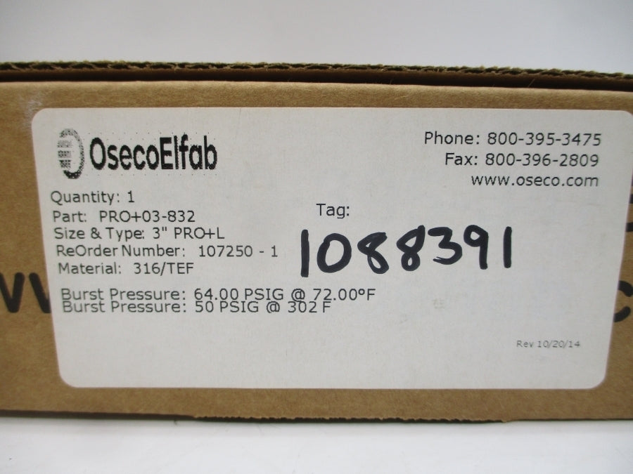 OSECOELFAB PRO+03-832 64.00/50PSI 72.00/302'F 3" NSMP
