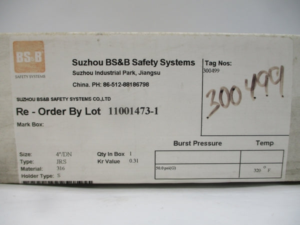 BS&B SAFETY SYSTEMS JRS 300499 50.0PSI 320'F 4" NSMP