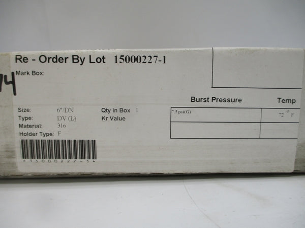 BS&B SAFETY SYSTEMS DV(L) 0300503 7.5PSI 72'F 6" NSMP