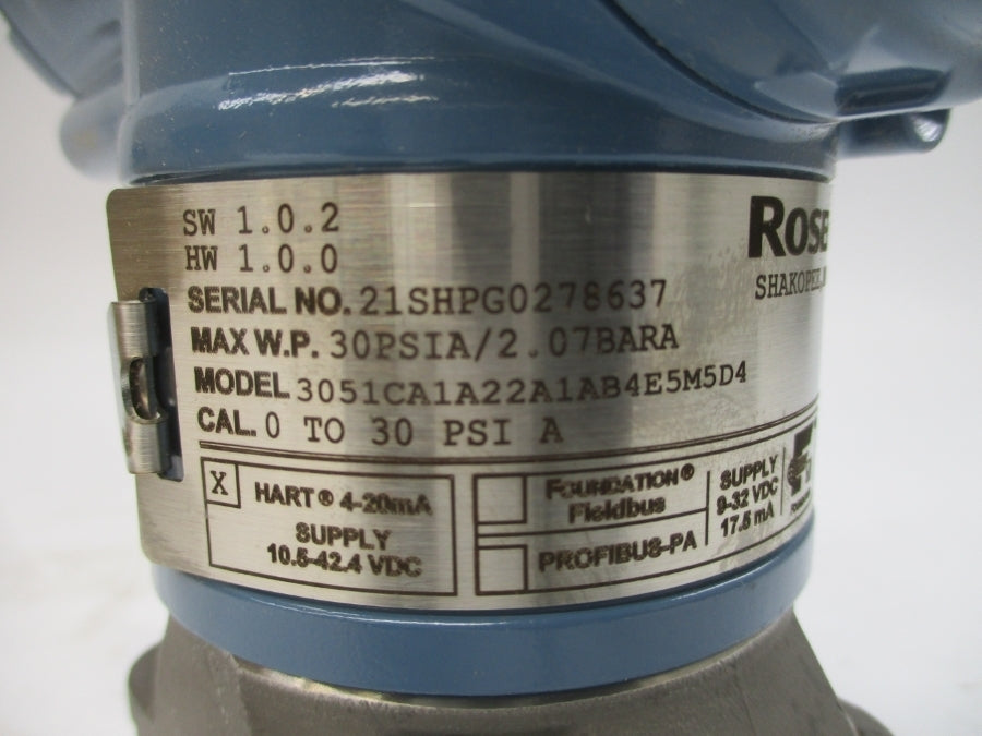 ROSEMOUNT 3051CA1A22A1AB4E5M5D4 10.5-42.4VDC 30PSI NSMP