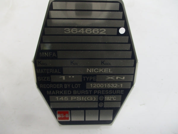 BS&B SAFETY SYSTEMS XN 364662 145PSI 182'C 1" NSMP