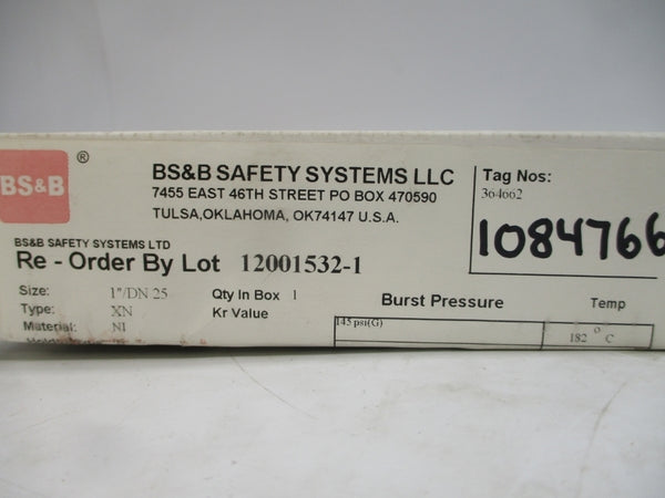BS&B SAFETY SYSTEMS XN 364662 145PSI 182'C 1" NSMP