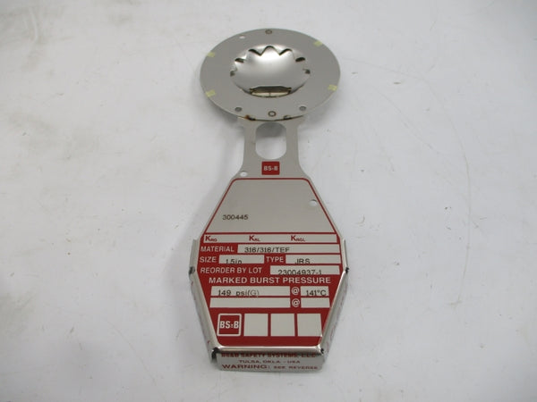 BS&B SAFETY SYSTEMS JRS 300445 149PSI 141'C 1.5" NSMP