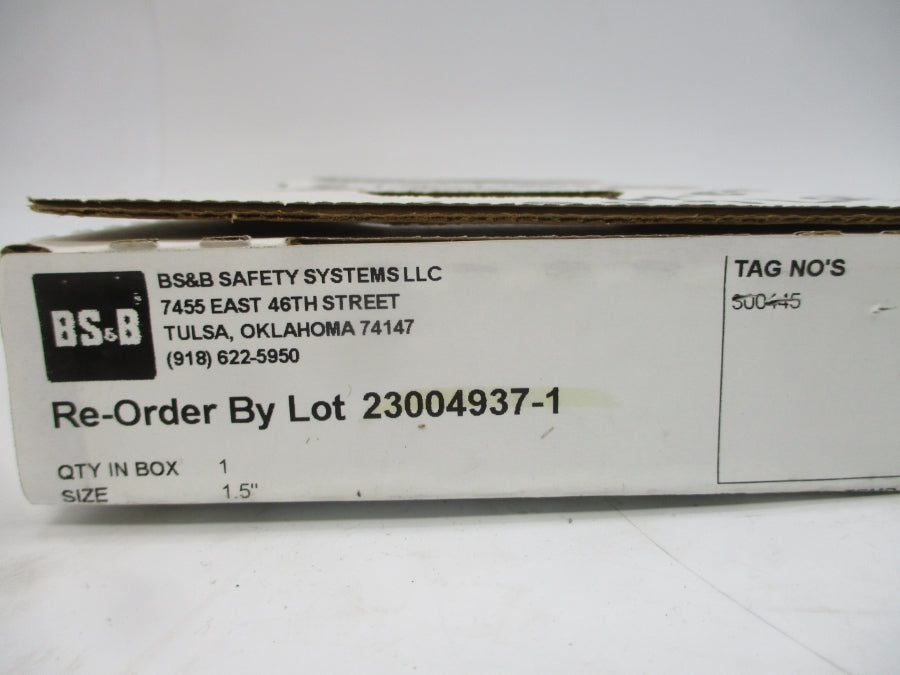 BS&B SAFETY SYSTEMS JRS 300445 149PSI 141'C 1.5" NSMP