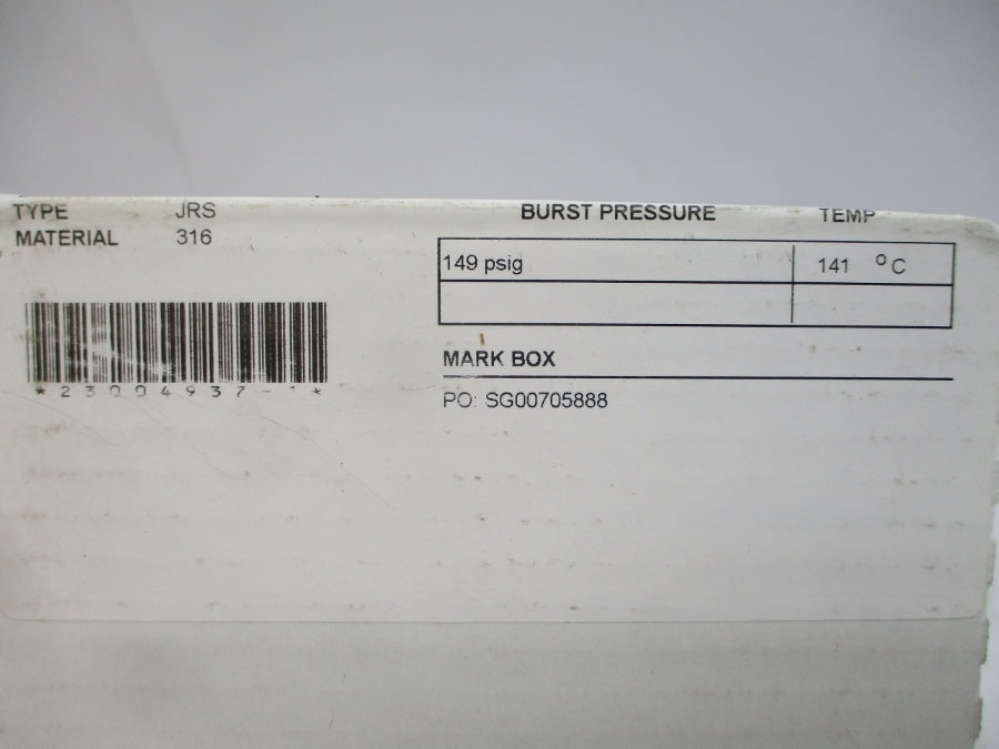 BS&B SAFETY SYSTEMS JRS 300445 149PSI 141'C 1.5" NSMP