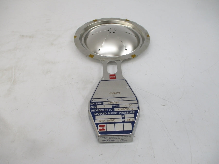 BS&B SAFETY SYSTEMS D(L) 0300471 24.4PSI 64'C 3" NSMP