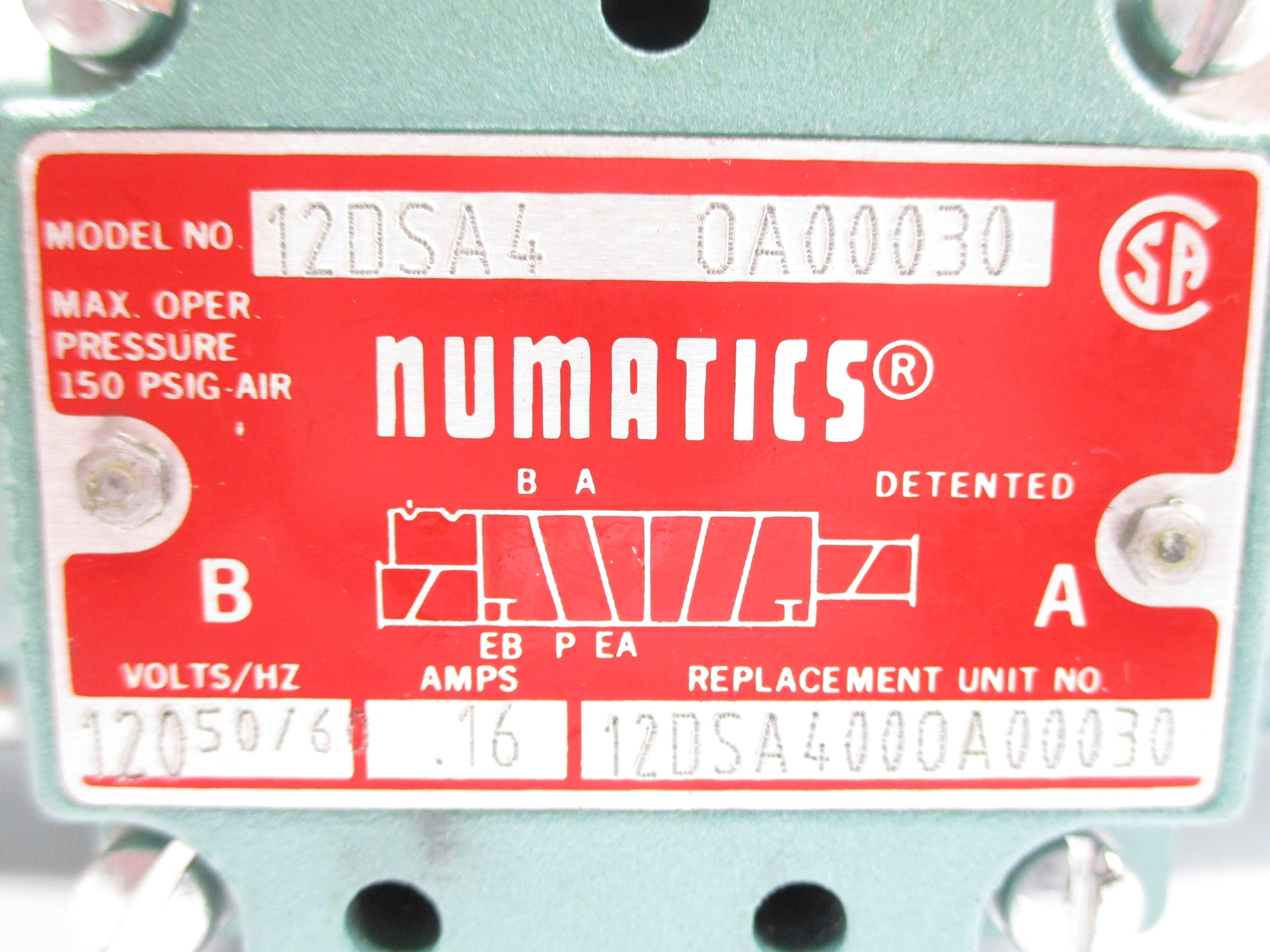 NUMATICS 12DSA40A00030 120V .16A NSNP