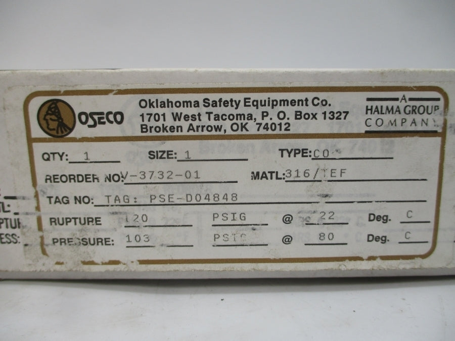 OSECO V-3732-01 PSF-D04848 120/103PSI 22/80'C 1" NSMP