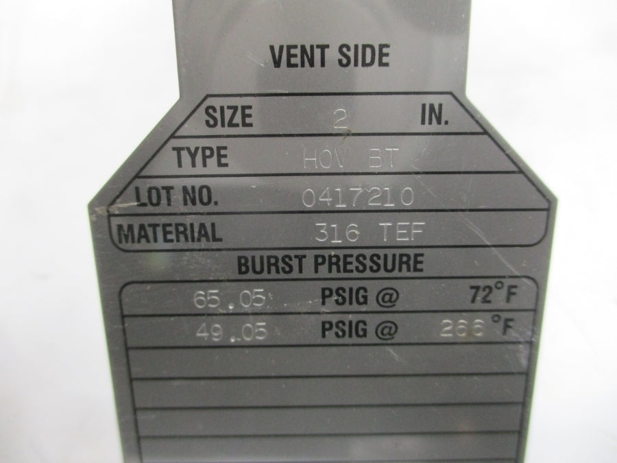 FIKE HOVBT 0417210 65.05/49.05PSI 72/266'F 2" NSMP
