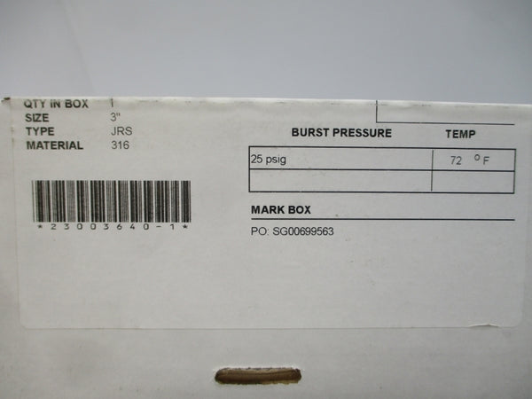 BS&B SAFETY SYSTEMS JRS 0300484 25PSI 72'F 3" NSMP