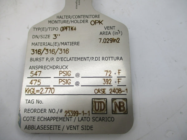 OSECO OPFTK+ 25399-1 547/474PSI 72/392'F 3.00" NSMP