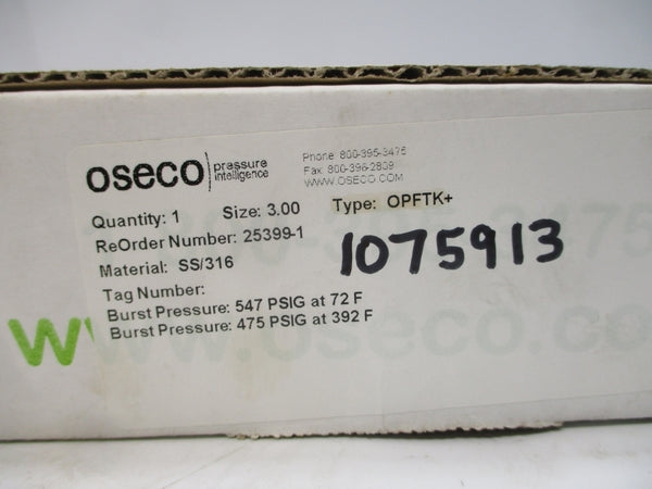 OSECO OPFTK+ 25399-1 547/474PSI 72/392'F 3.00" NSMP