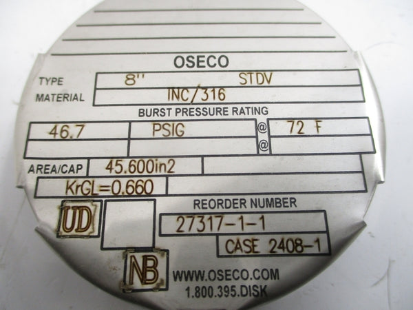 OSECO STDV 27317-1 46.7PSI 72'F 8.00" NSMP