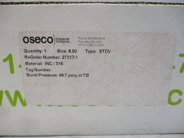 OSECO STDV 27317-1 46.7PSI 72'F 8.00" NSMP