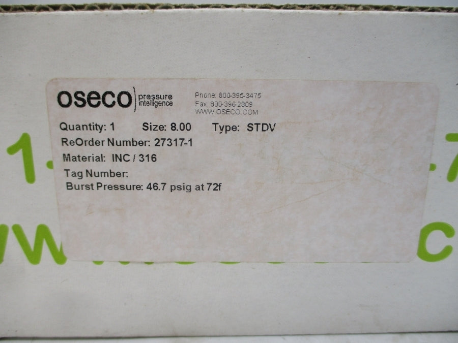 OSECO STDV 27317-1 46.7PSI 72'F 8.00" NSMP