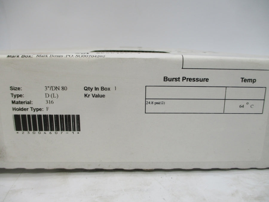 BS&B SAFETY SYSTEMS D(L) 0300471 24.8PSI 64'C 3" NSMP