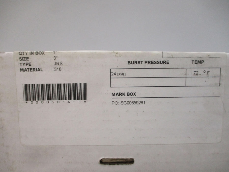 BS&B SAFETY SYSTEMS JRS 0300484 24PSI 72'F 3" NSMP