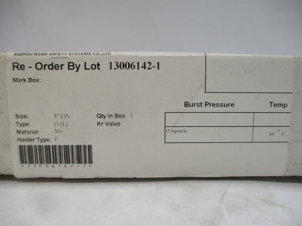 BS&B SAFETY SYSTEMS D(L) 300470 15.6PSI 64'C 3" NSMP