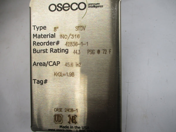 OSECO STDV 42836-1 44.3PSI 72'F 8.00" NSMP