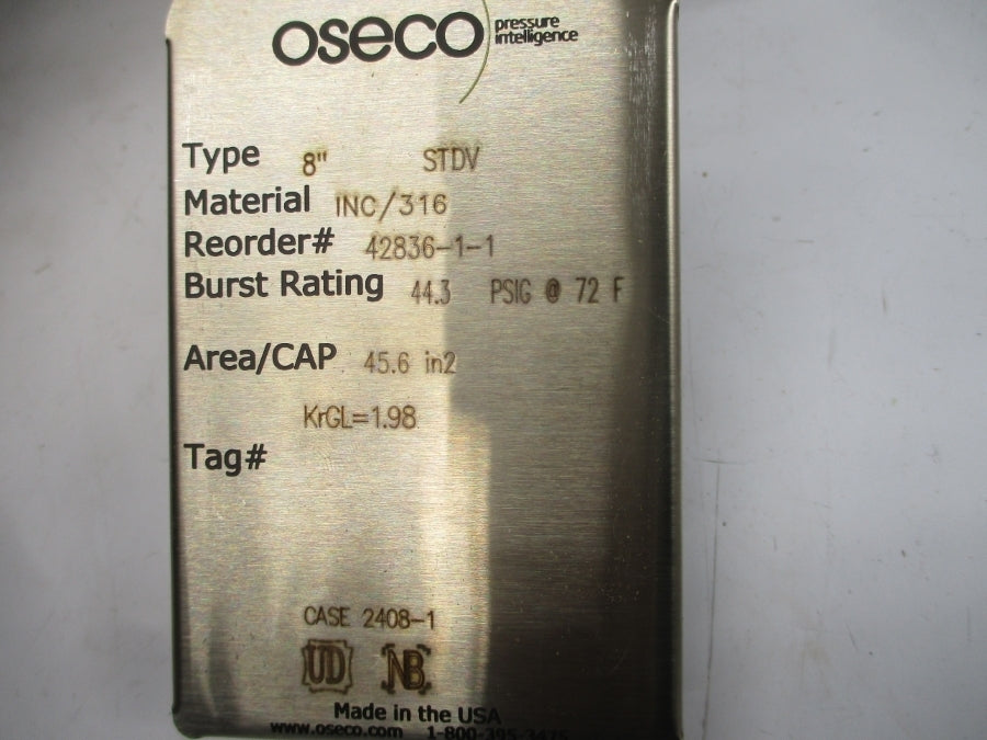 OSECO STDV 42836-1 44.3PSI 72'F 8.00" NSMP