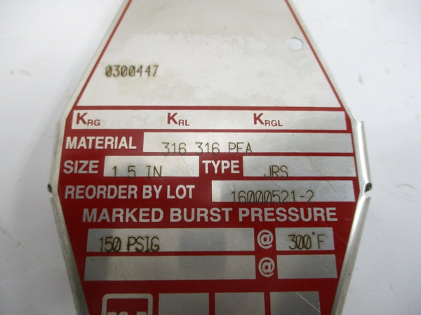 BS&B SAFETY SYSTEMS JRS 0300447 150PSI 300'F 1.5" NSMP