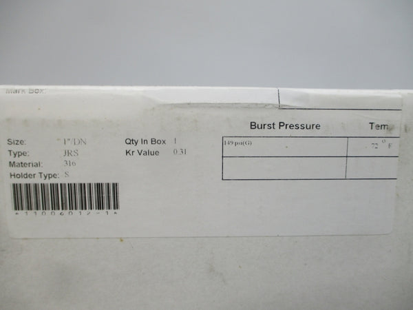 BS&B SAFETY SYSTEMS JRS 300426 149PSI 72'F 1" NSMP