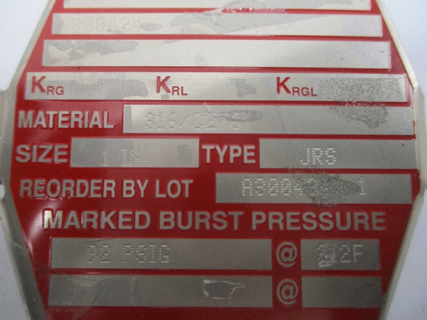 BS&B SAFETY SYSTEMS JRS 300424 92PSI 312'F 1" NSMP