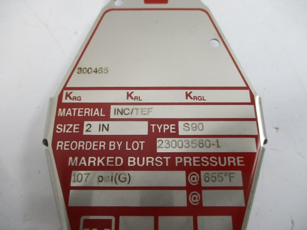 BS&B SAFETY SYSTEMS S90 300465 107PSI 655'F 2" NSMP