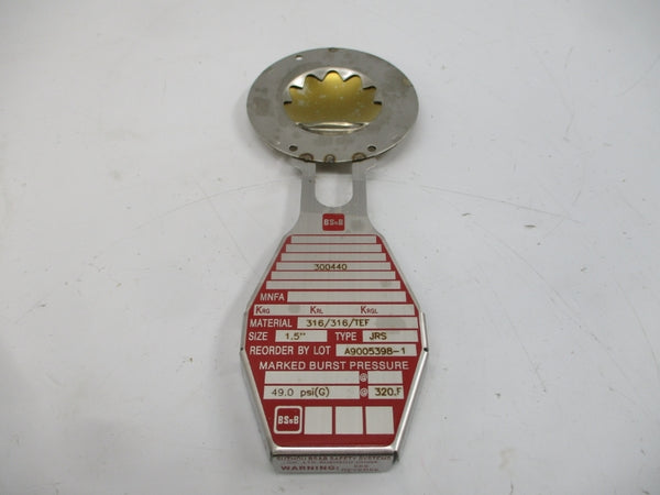 BS&B SAFETY SYSTEMS JRS 300440 49.0PSI 320'F 1.5" NSMP
